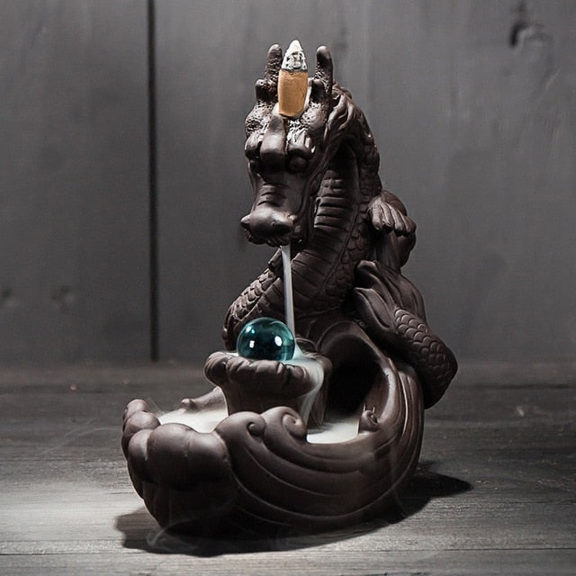 fontaine à encens zen dragon