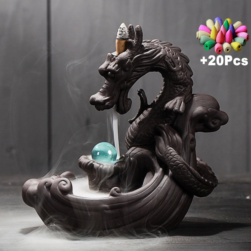 fontaine encens avec dragon