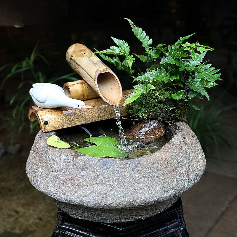Petite Fontaine d'Intérieur en Bambou