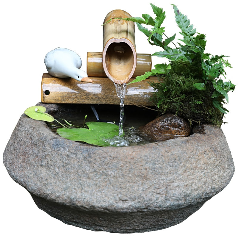 Petite Fontaine d'Intérieur en Bambou