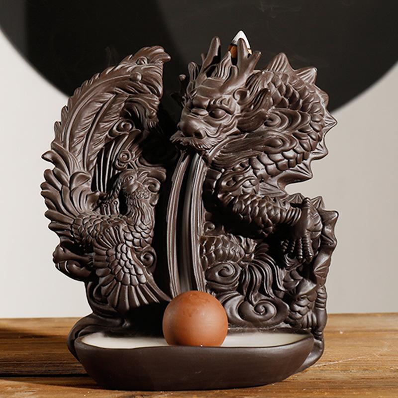 Brûleur d'encens dragon terre cuite