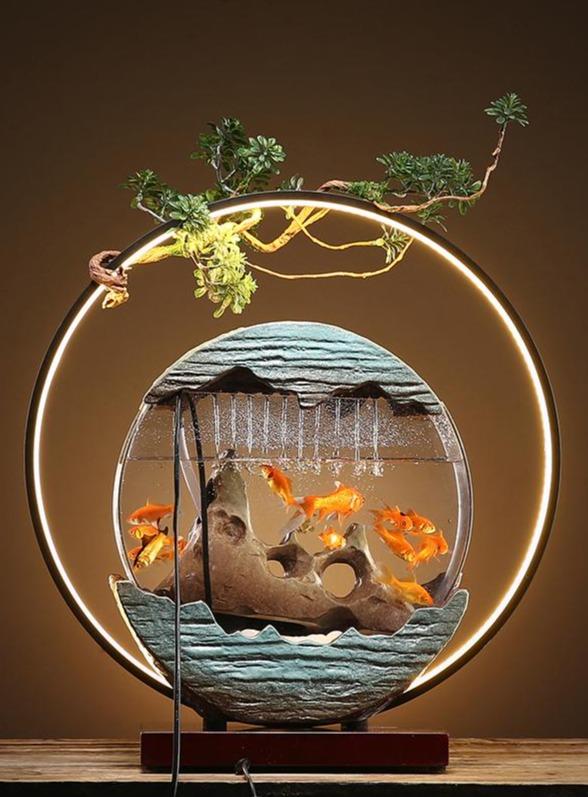 Aquarium rond fontaine
