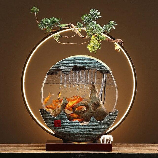 Aquarium rond fontaine