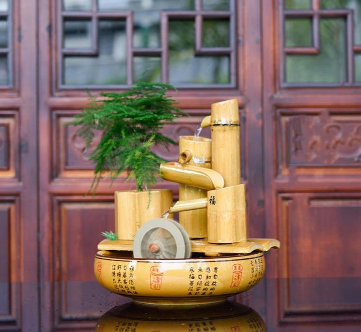 Fontaine bambou intérieur habitat