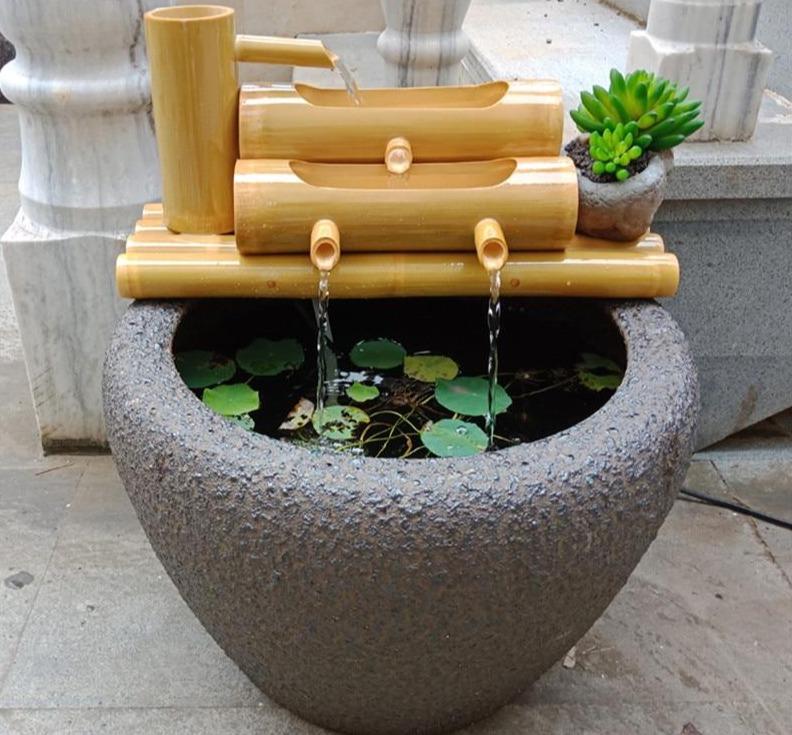 Fontaine à eau d'intérieur bambou - Vente décorations