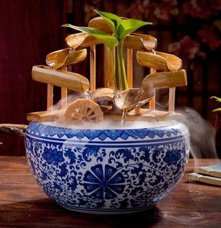 Fontaine à eau d'intérieur Fontaine d'intérieur de Style chinois fontaine  de table Zen fontaine d'eau de table cascade en céramique for la décoration