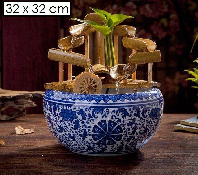 Fontaine zen bambou intérieur cascade double
