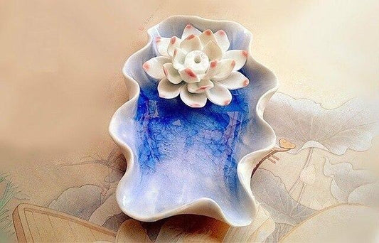 Porte encens lotus bleu