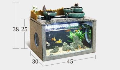 Fontaine avec aquarium à poisson