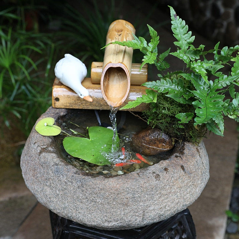 Petite Fontaine d'Intérieur en Bambou