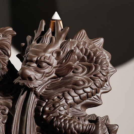 Brûleur d'encens dragon en terre cuite
