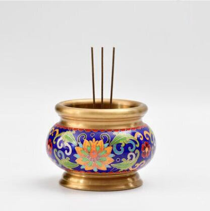 Brûleur d'encens porte en laiton bleu roi