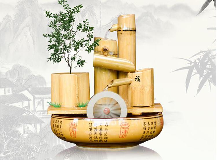 Fontaine intérieur habitat bambou