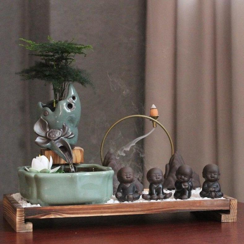 jardin zen et fontaine