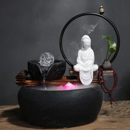 Fontaine zen eau et encens