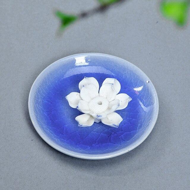Porte encens fleur de lotus bleu ciel