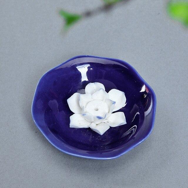 Porte encens fleur de lotus bleu