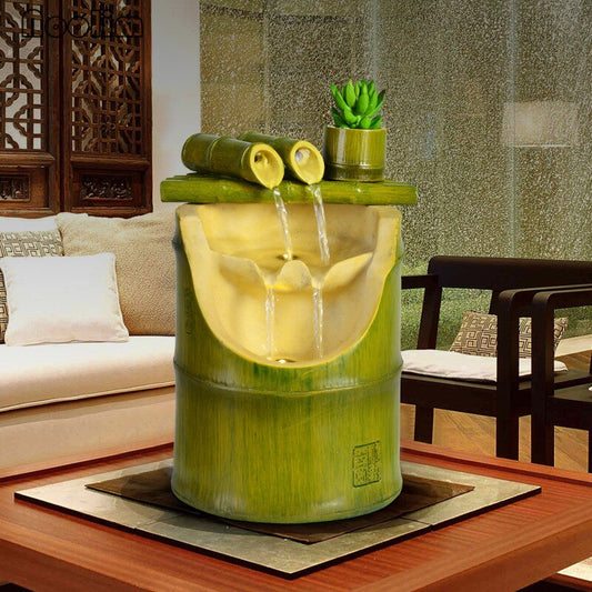 Fontaine bambou intérieur vert